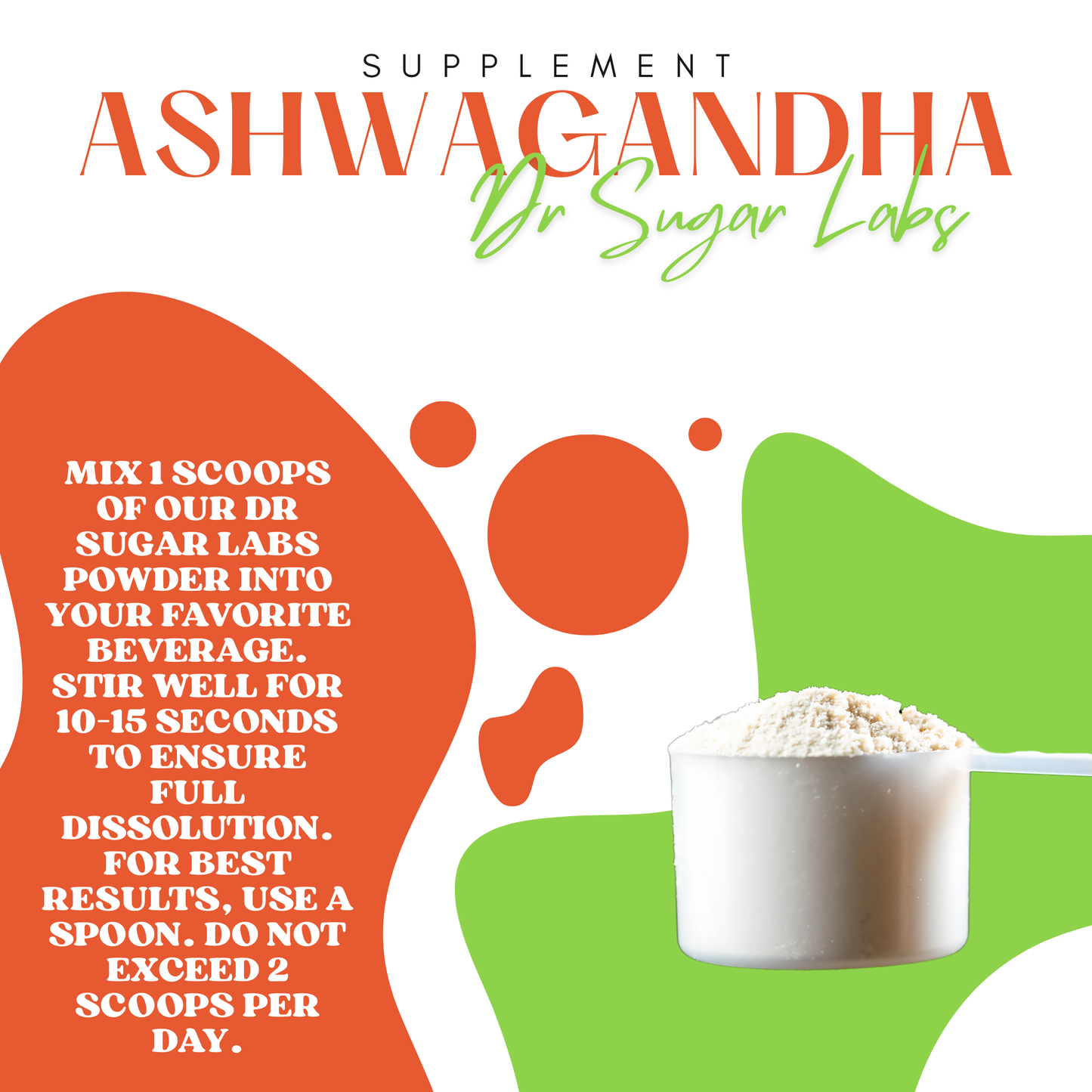 Ashwagandha Superblend Sweetened Powder (Sweetened with Corn Fiber and Stevia) - Dr Sugar Labs