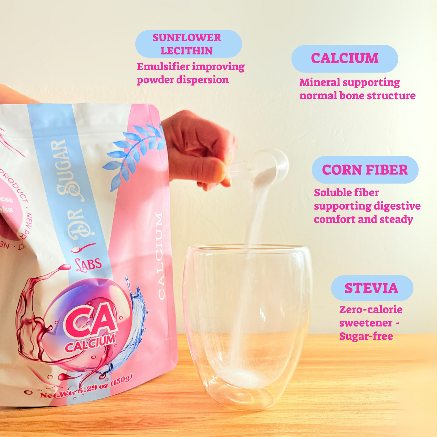 Bone Strength Calcium Citrate Sweetened Powder (Sweetened with Corn Fiber and Stevia) - Dr Sugar Labs