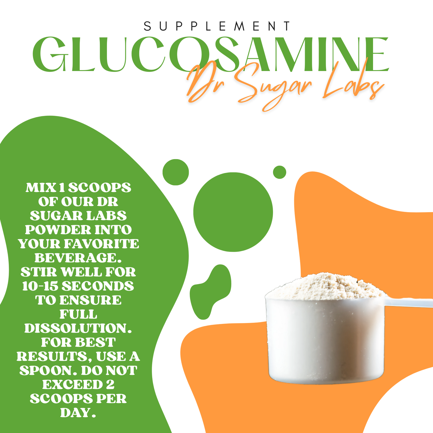 Glucosamine Joint Support Sweetened Powder (Sweetened with Corn Fiber and Stevia) - Dr Sugar Labs