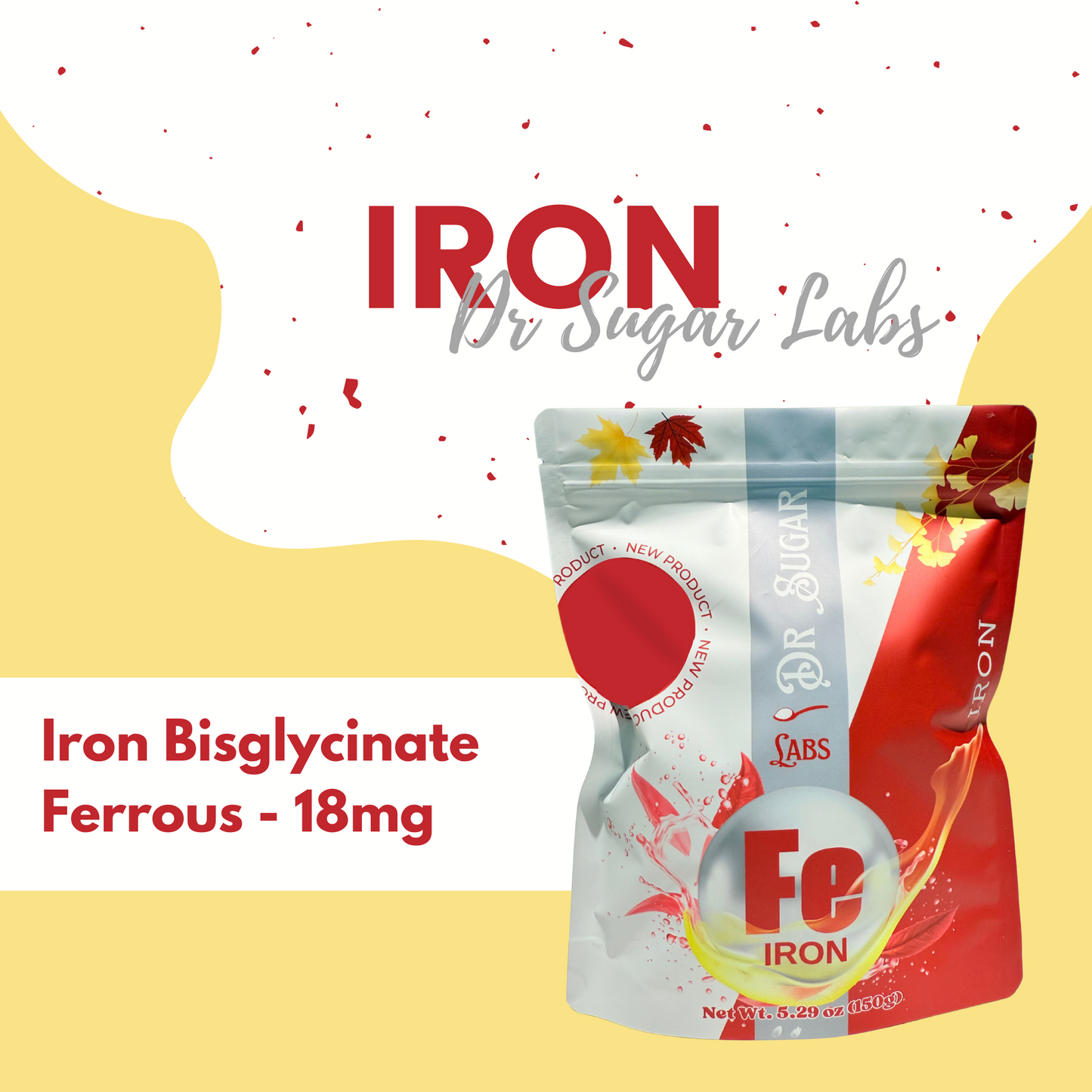 Iron Bisglycinate Sweetened Powder (Sweetened with Corn Fiber and Stevia) - Dr Sugar Labs