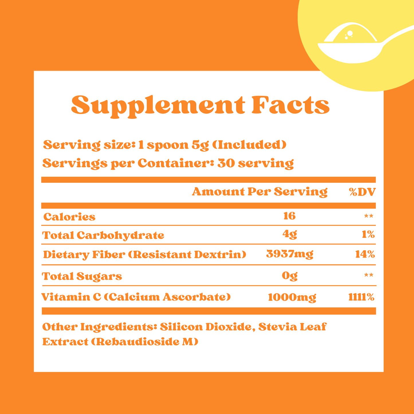 Immune-Boost Vitamin C Sweetened Powder (Sweetened with Corn Fiber and Stevia) - Dr Sugar Labs