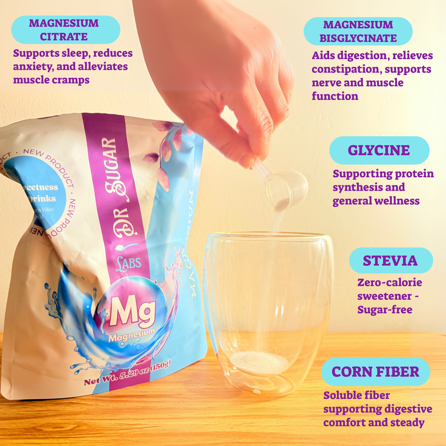 Magnesium Sweetened Powder (Sweetened with Corn Fiber and Stevia) - Dr Sugar Labs