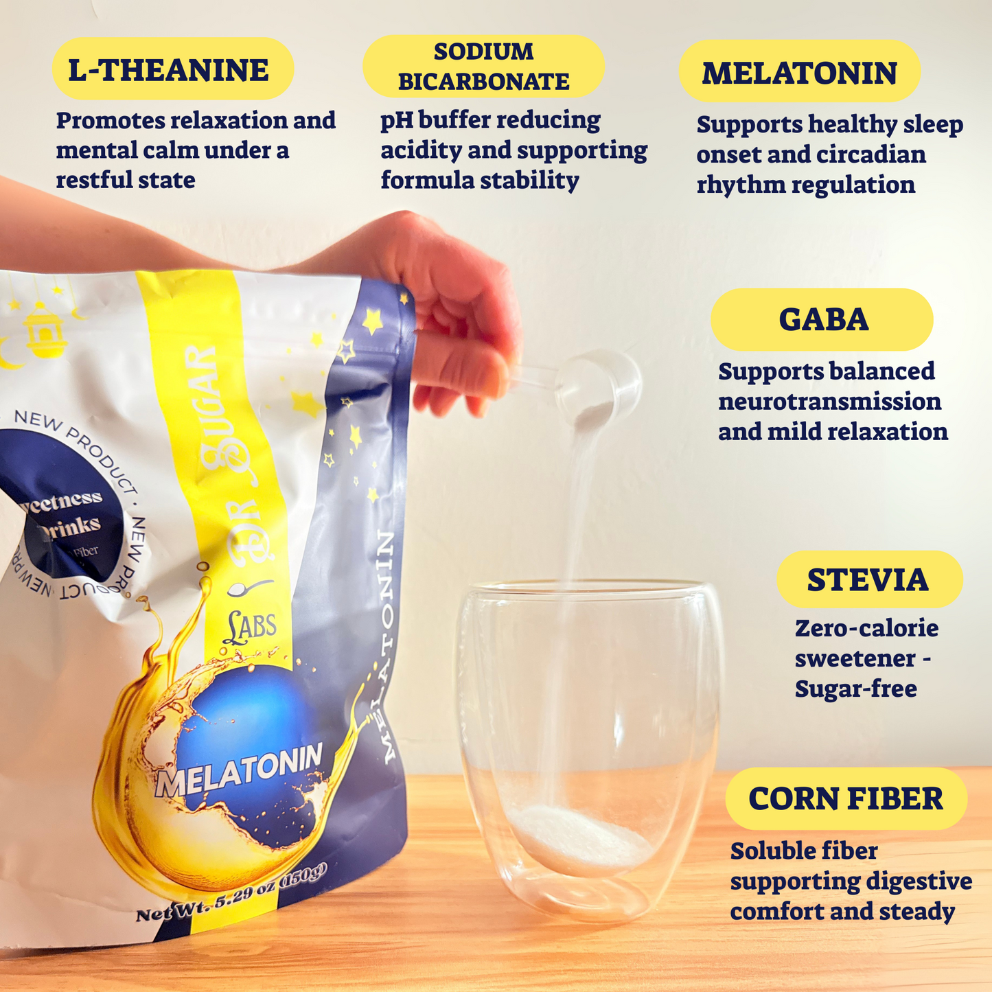 Melatonin Sleep Support for Adults Sweetened Powder (Sweetened with Corn Fiber and Stevia) - Dr Sugar Labs