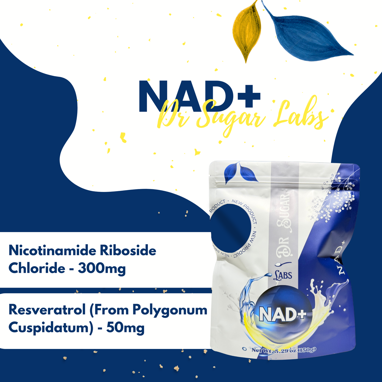 NAD+ Booster Complex Sweetened Powder (Sweetened with Corn Fiber and Stevia) - Dr Sugar Labs