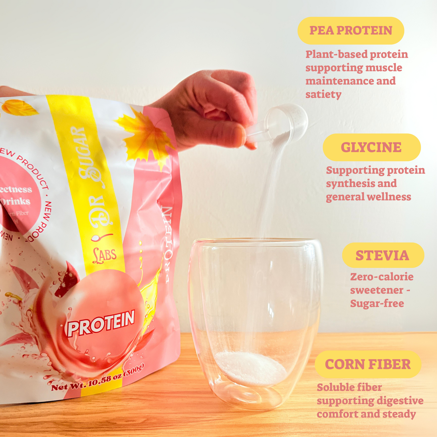 Pea Protein Sweetened Powder (Sweetened with Corn Fiber and Stevia) - Dr Sugar Labs
