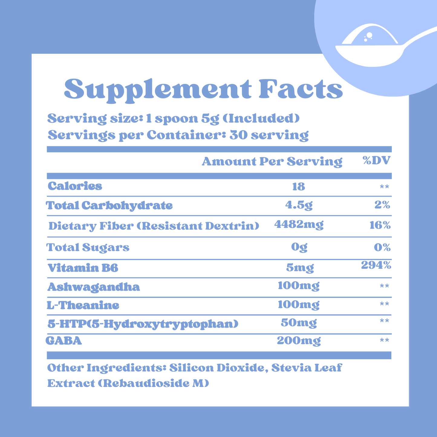 Stress & Calm support Sweetened Powder (Sweetened with Corn Fiber and Stevia) - Dr Sugar Labs