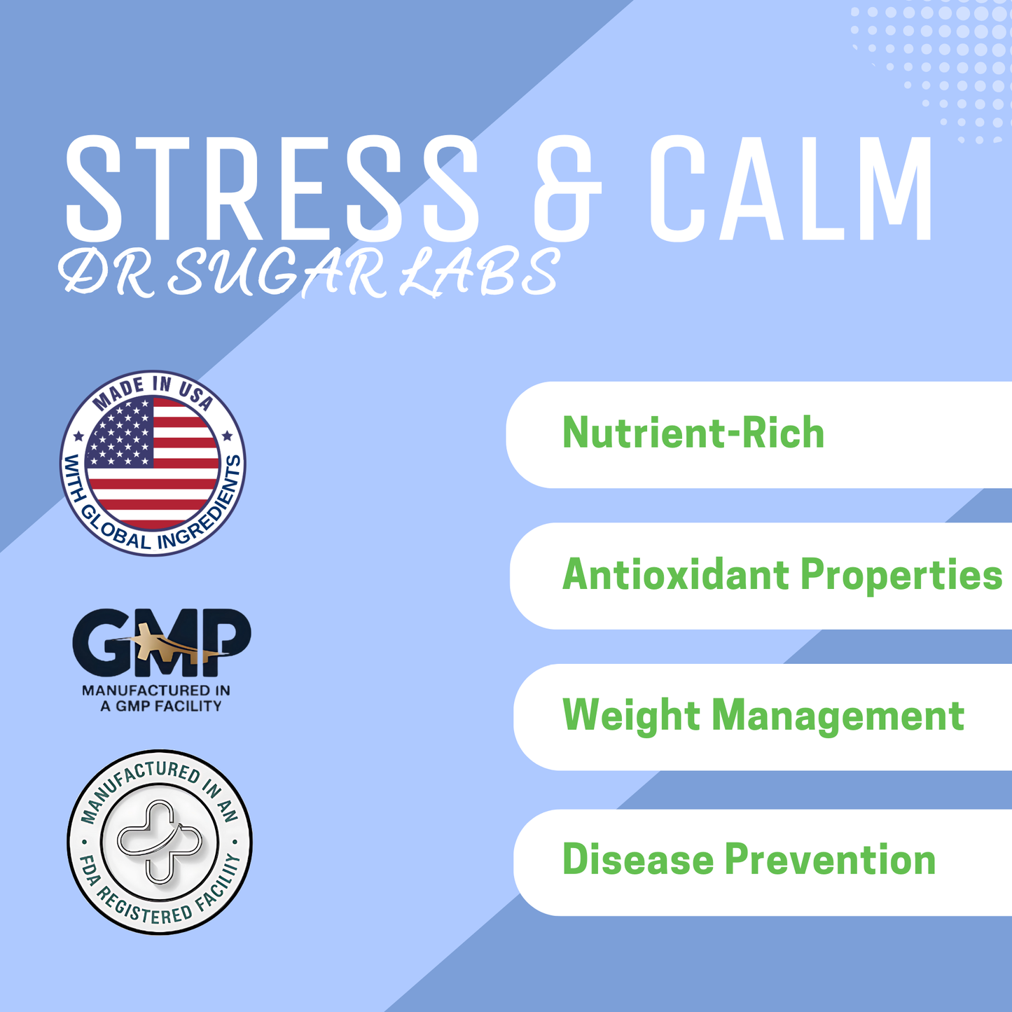 Stress & Calm support Sweetened Powder (Sweetened with Corn Fiber and Stevia) - Dr Sugar Labs