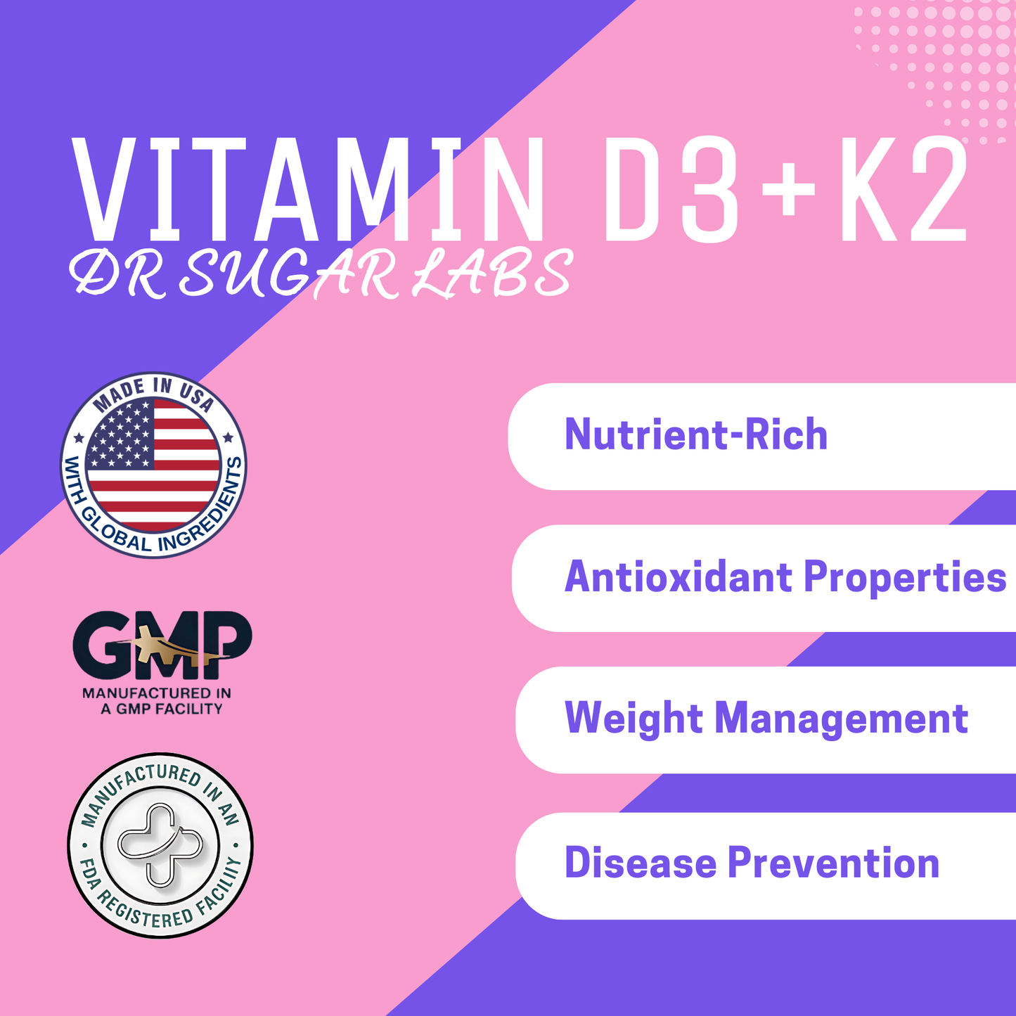 D3 + K2 Bone & Immune Support Sweetened Powder (Sweetened with Corn Fiber and Stevia) - Dr Sugar Labs