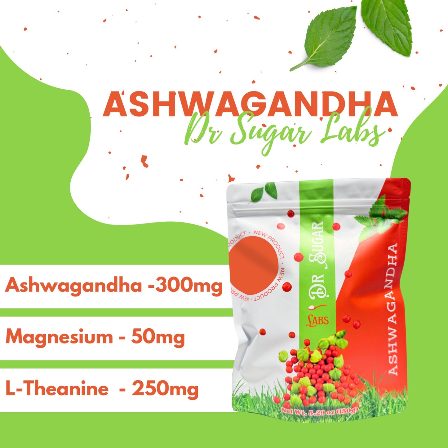 Ashwagandha Superblend Sweetened Powder (Sweetened with Corn Fiber and Stevia) - Dr Sugar Labs