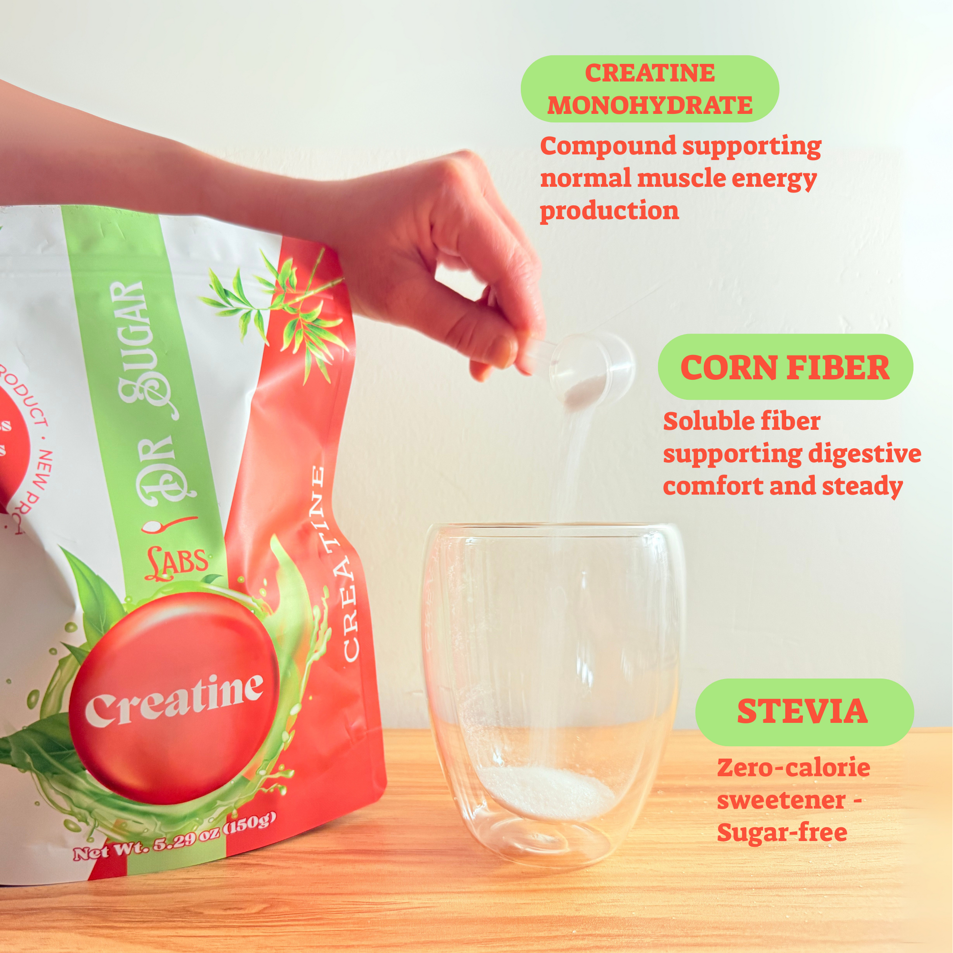Creatine Monohydrate Sweetened Powder (Sweetened with Corn Fiber and Stevia) - Dr Sugar Labs