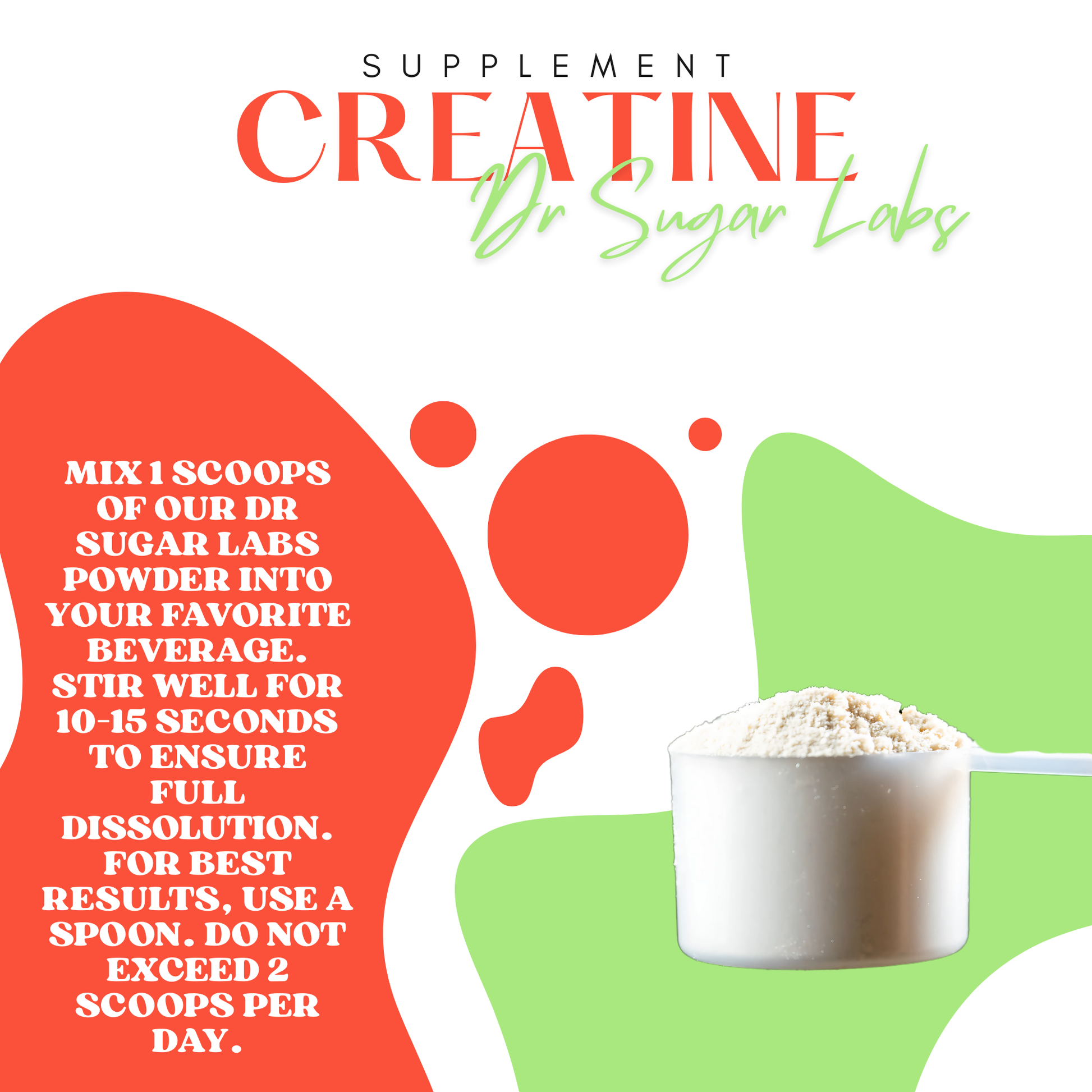 Creatine Monohydrate Sweetened Powder (Sweetened with Corn Fiber and Stevia) - Dr Sugar Labs