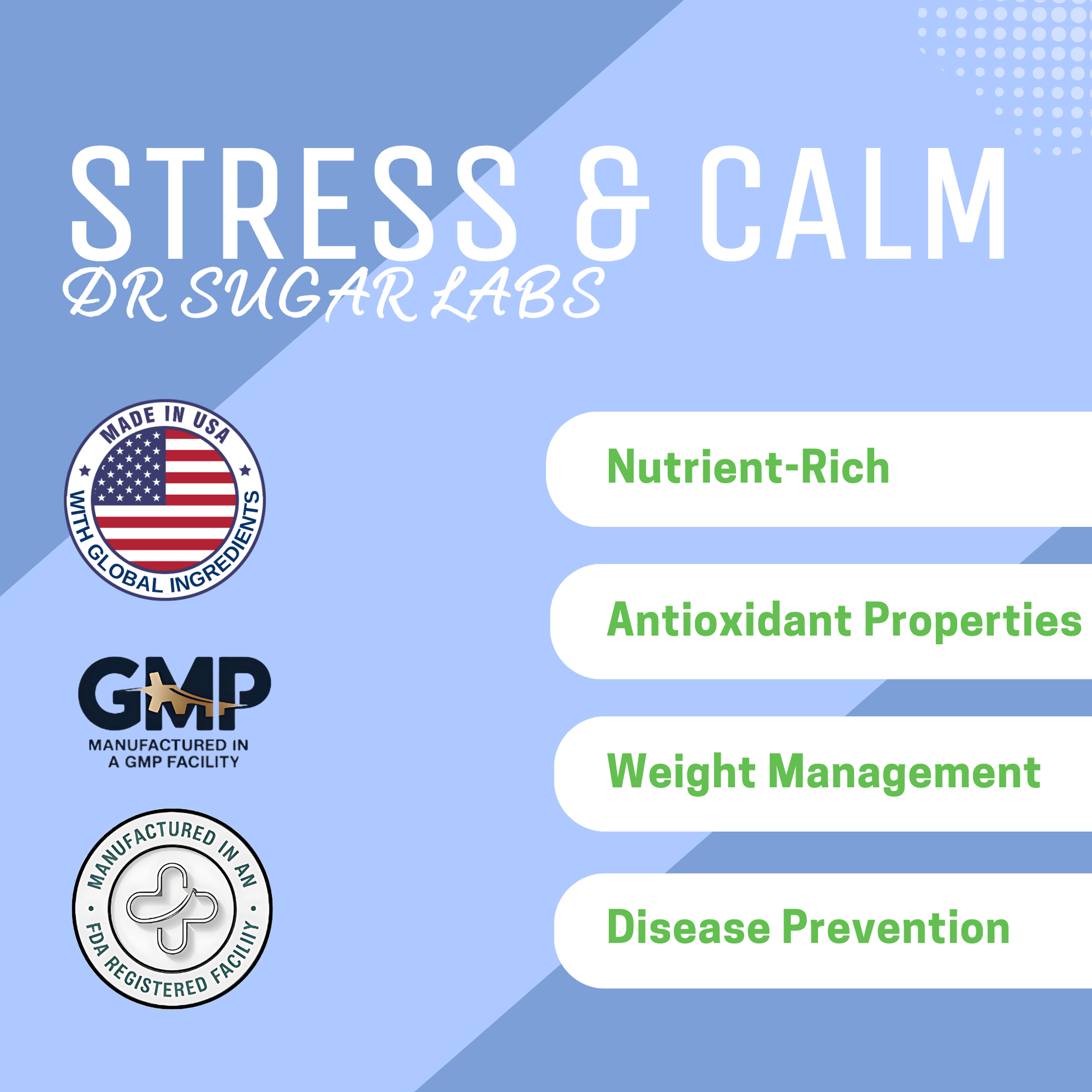 Stress & Calm support Sweetened Powder (Sweetened with Corn Fiber and Stevia) - Dr Sugar Labs